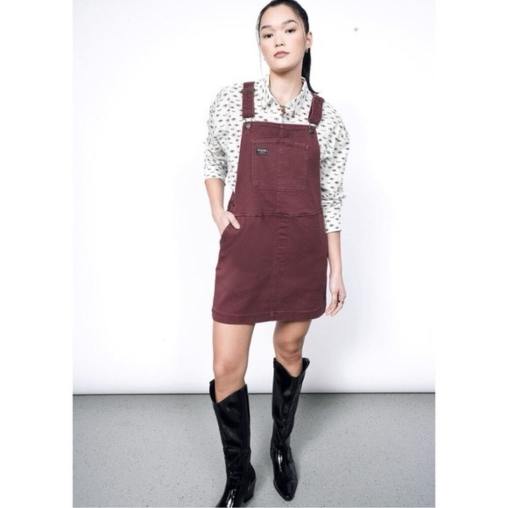 Wildfang The Essential Corduroy Skirtall Dress Mahogany Brown Size M